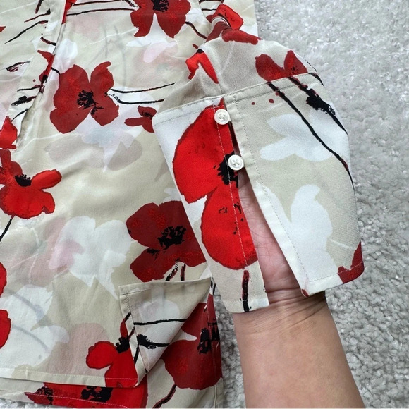 J. Crew 💯% Silk Blouse in ivory poppy floral print. Size Small. Lightweight - Picture 7 of 13
